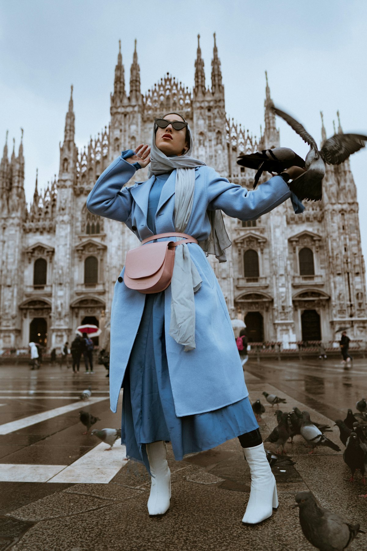 Street style, photographed on a city square
